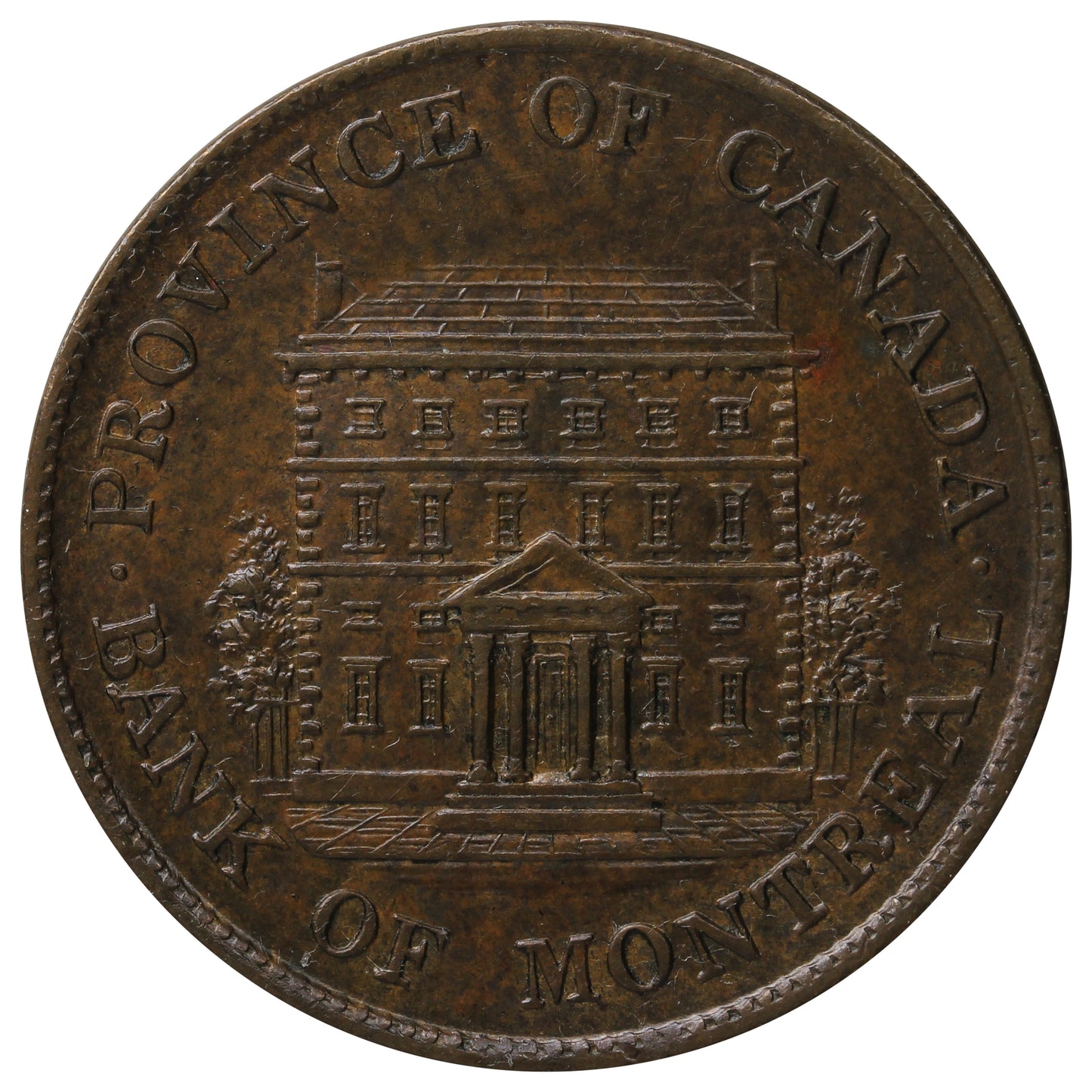 PC-1B6 1844 Province of Canada, Bank of Montreal Half Penny Token AU-UNC (AU55) $