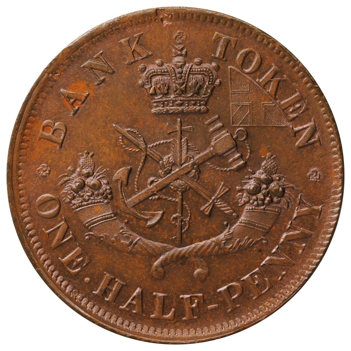 PC-5C1 1854 Province of Canada, Bank of Upper Canada Half Penny Token UNC+ (MS62) $