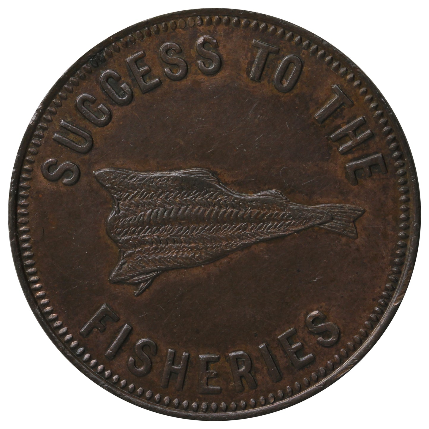 PE-5A (1859) PEI Speed the Plough, Success to the Fisheries Token AU-UNC (AU55) $