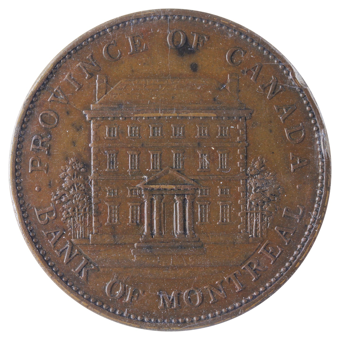 PC-2b 1842 Province of Canada Bank of Montreal Penny Token ICCS Certified EF45 BR #526