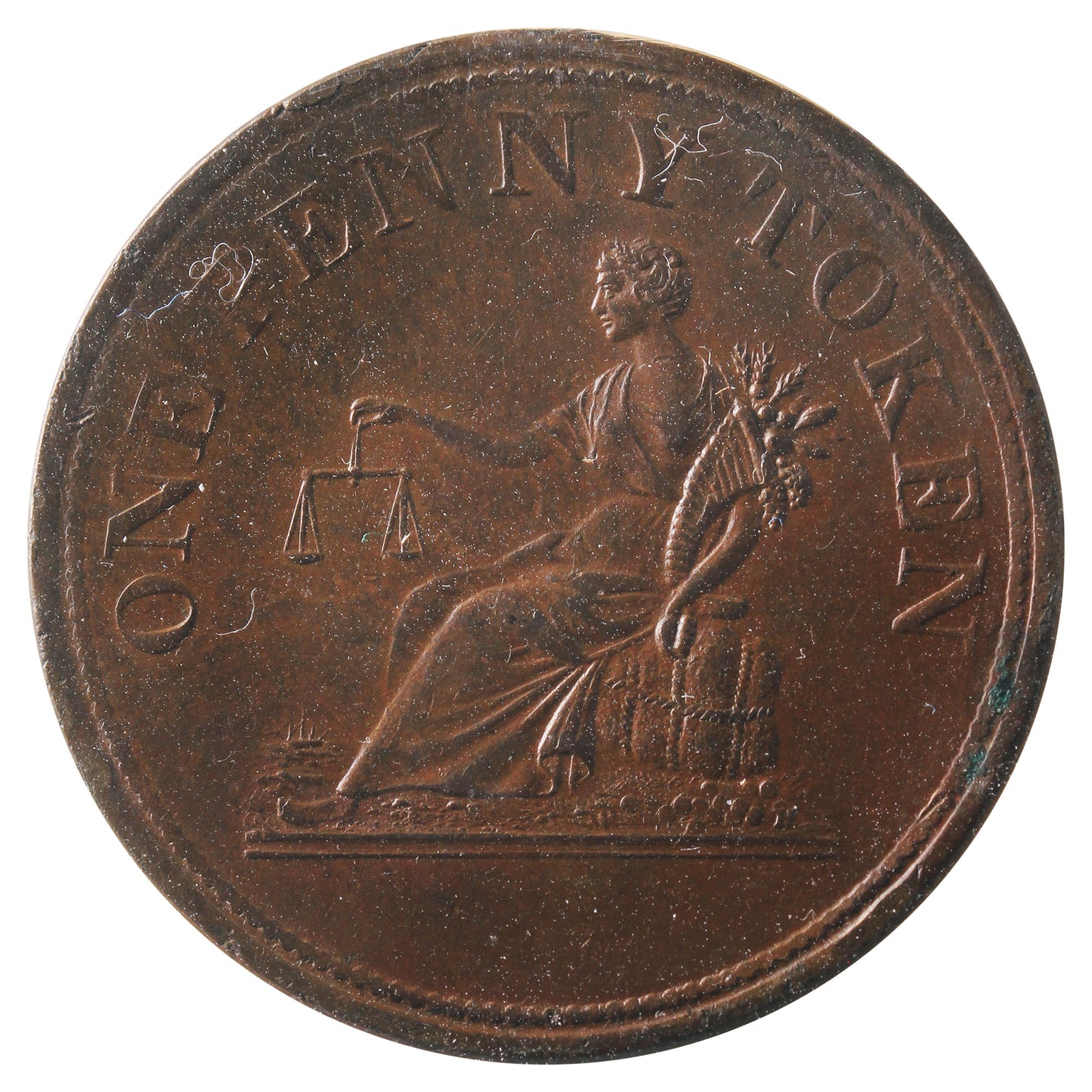 LC-47B1 1812 Lower Canada Thomas Halliday Penny Token ICCS Certified AU55 BR #958