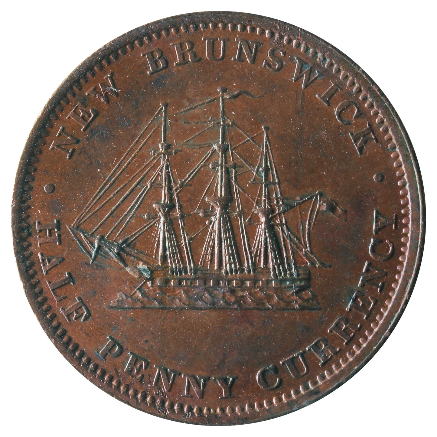 NB-1B 1954 New Brunswick Half Penny Currency Token ICCS Certified AU55 BR #912