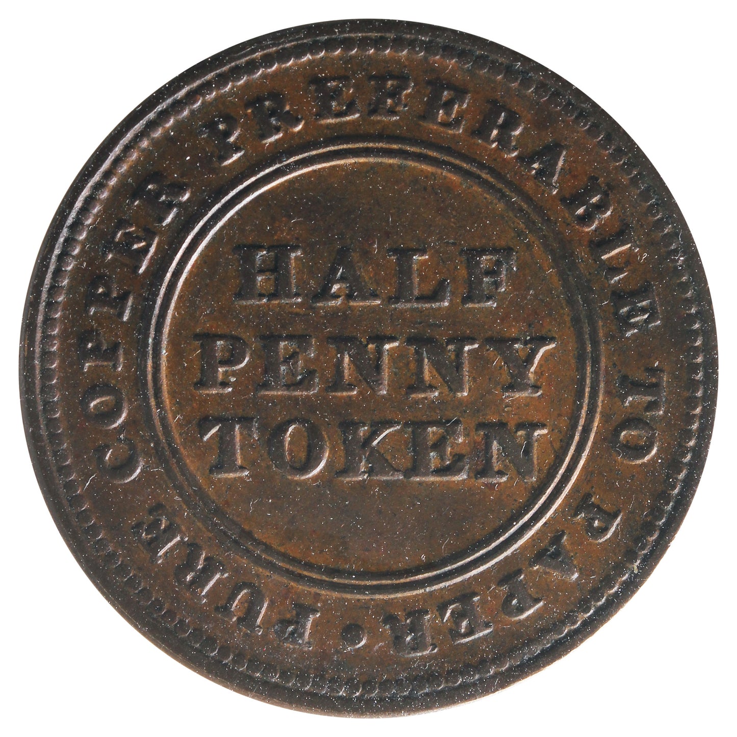 NS-21A3 1813 Nova Scotia Trade & Navigation Half Penny Token ICCS Certified AU50