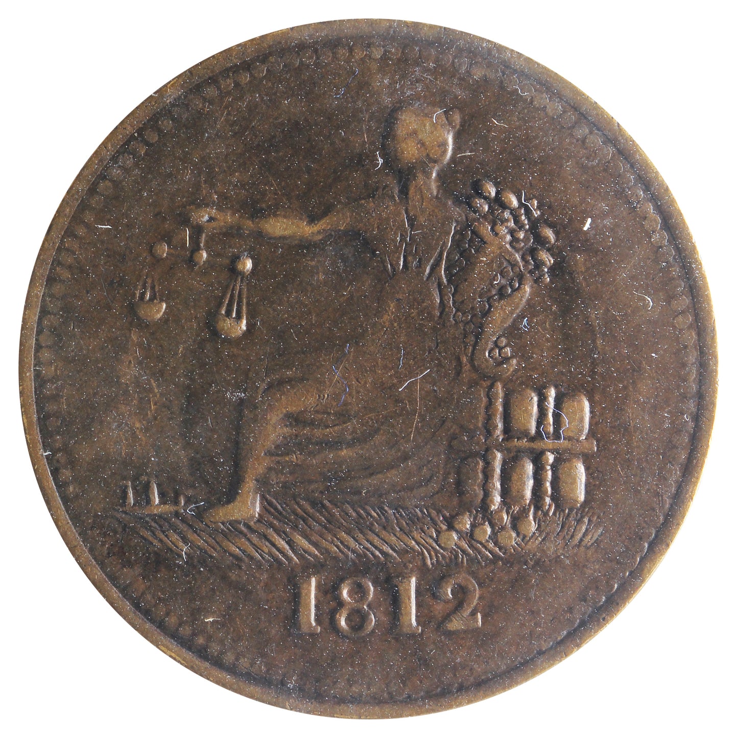 LC-48-1 1812 Lower Canada Tiffin Token ICCS Certified AU-50 BR #961