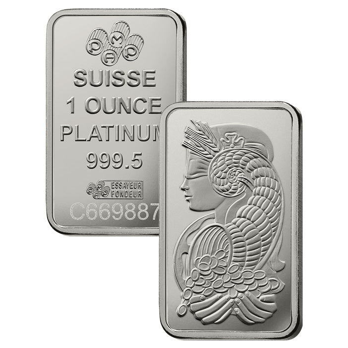PAMP Suisse 1oz Lady Fortuna .9995 Platinum Bar (TAX Exempt) Scr Package
