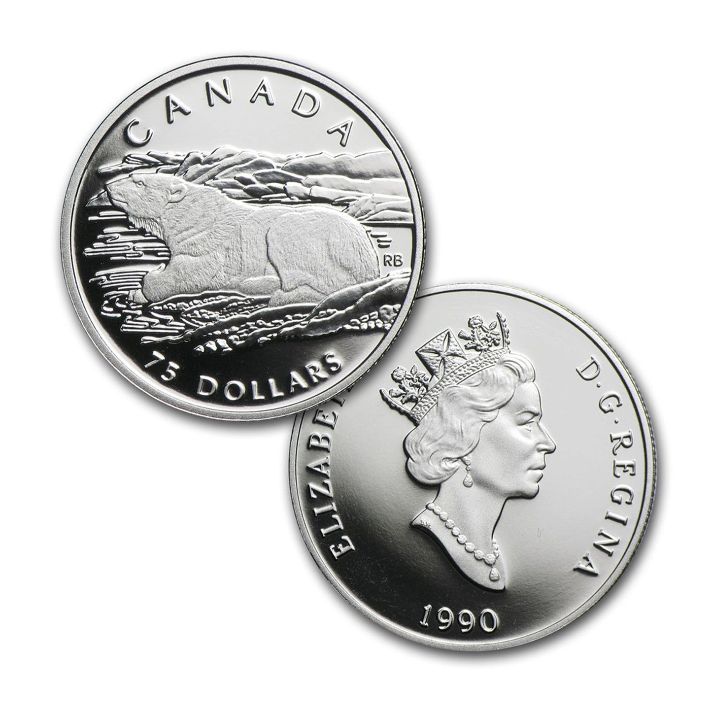 1990 Canada $75 Polar Bear 1/4oz 9995 Platinum (No Tax) Capsule Scratched
