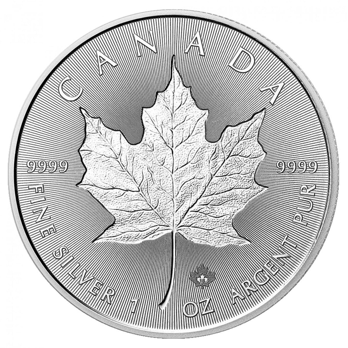2018 Canada $5 Double Incuse 1oz .999 Silver Maple Leaf (No Tax) Hairline Scratches