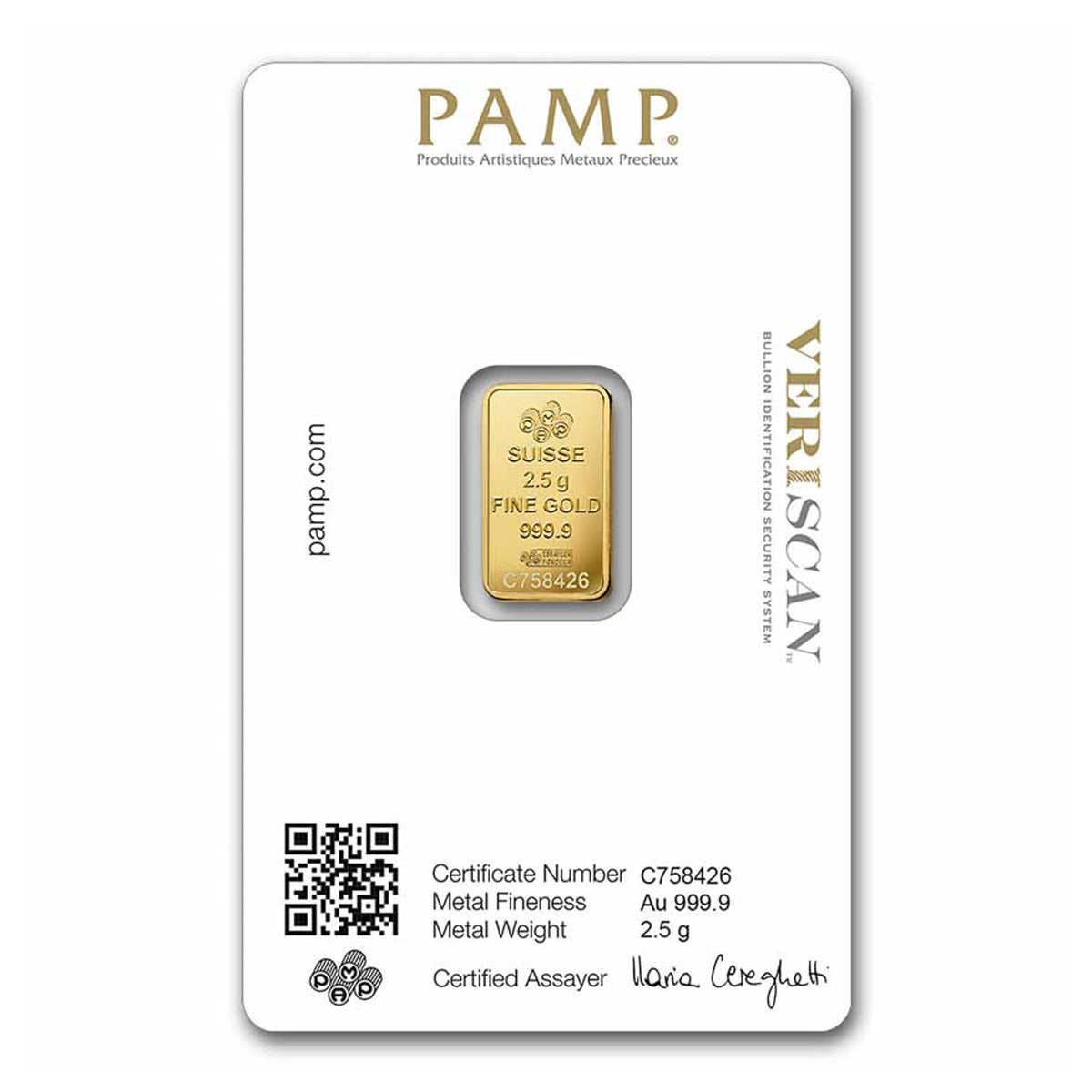 PAMP Suisse Lady Fortuna 2.5 gram .999 Gold Bar (No Tax) - Package Scr/Scuffed