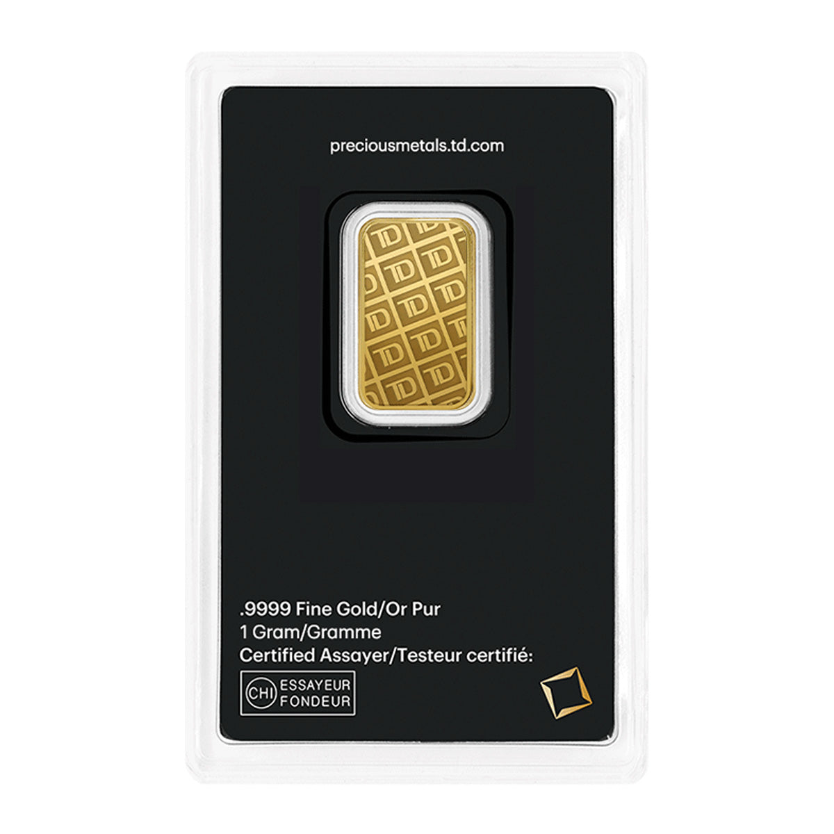 TD Bank 1 Gram .9999 Gold Bar in New Style Package (No Tax)