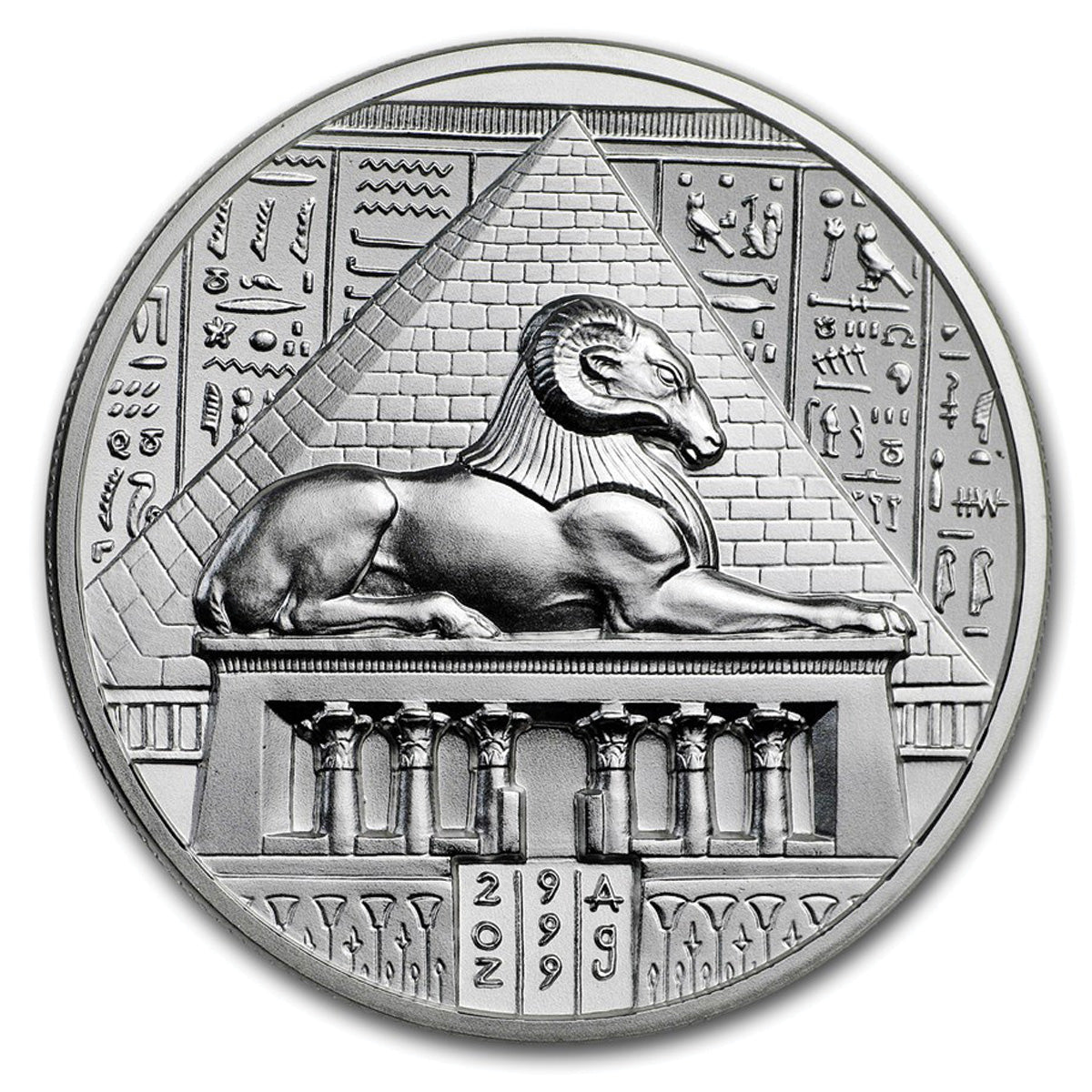 Egyptian God Series: Khnum 2oz Silver Round (No Tax) Light Toning/Scr Capsule