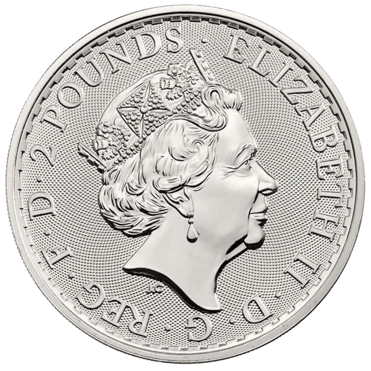 2020 Great Britain £2 Britannia 1oz. .999 Fine Silver (No Tax) Lightly toned/hairline Scr