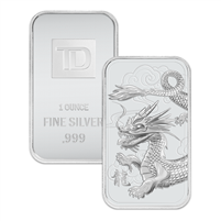 TD Bank Dragon Bar V1 1oz .999 Silver (No Tax) Sealed - Light Toning