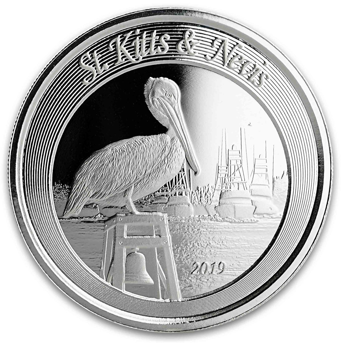 2019 EC8 $2 St. Kitts & Nevis "Brown Pelican" 1oz. .999 Silver (No Tax)