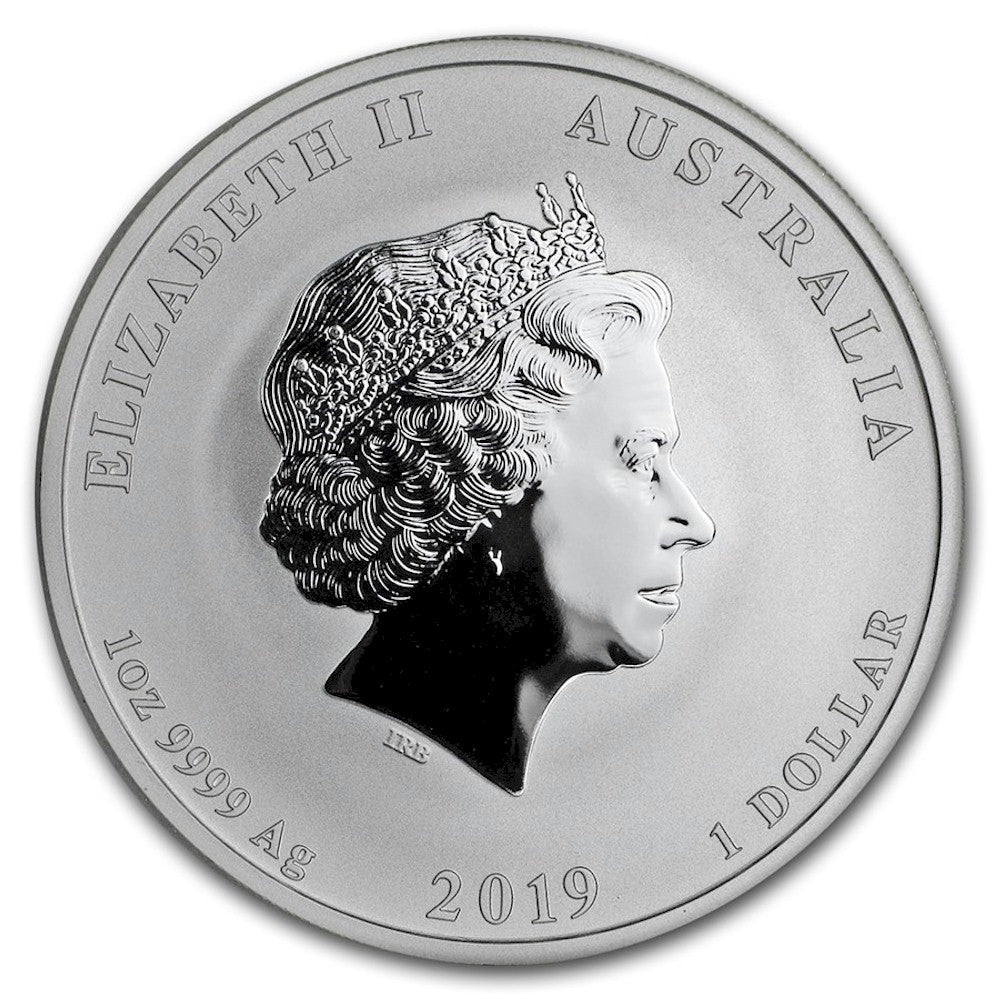 2019 Australia $1 Year of the Pig 1oz. .999 Silver (No Tax) Capsule Hairline Scr.