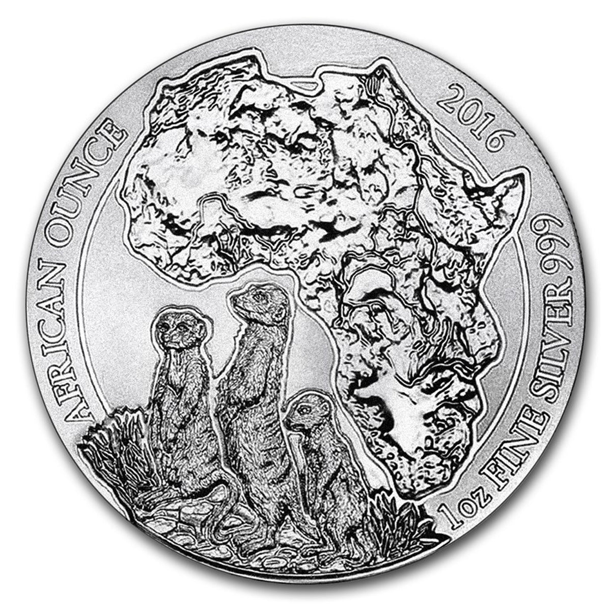 2016 Rwanda 50 RWF African Meerkat 1oz .999 Silver BU (TAX Exempt)