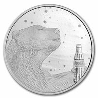 Coca-Cola Polar Bear 1oz .999 Fine Silver Round (No Tax) Light Toning/Capsule Scr