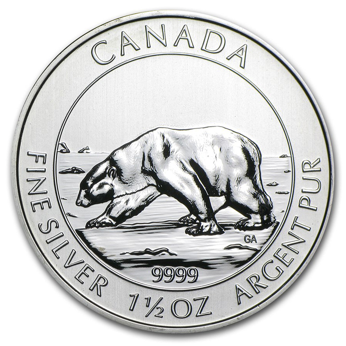 2013 Canada $8 Polar Bear 1.5oz Fine Silver (No Tax) Mild Rubbing