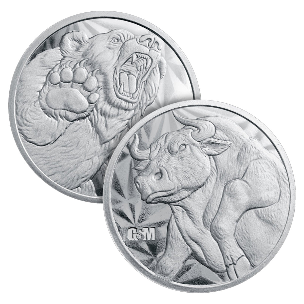 GSM 1oz Bull & Bear .999 Fine Silver Round (No Tax)