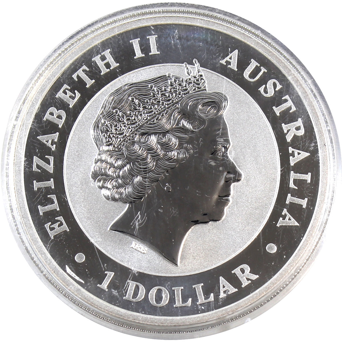 2011 Australia $1 Kookaburra 1oz .999 Silver (No Tax) Capsule Scr/Light Toning