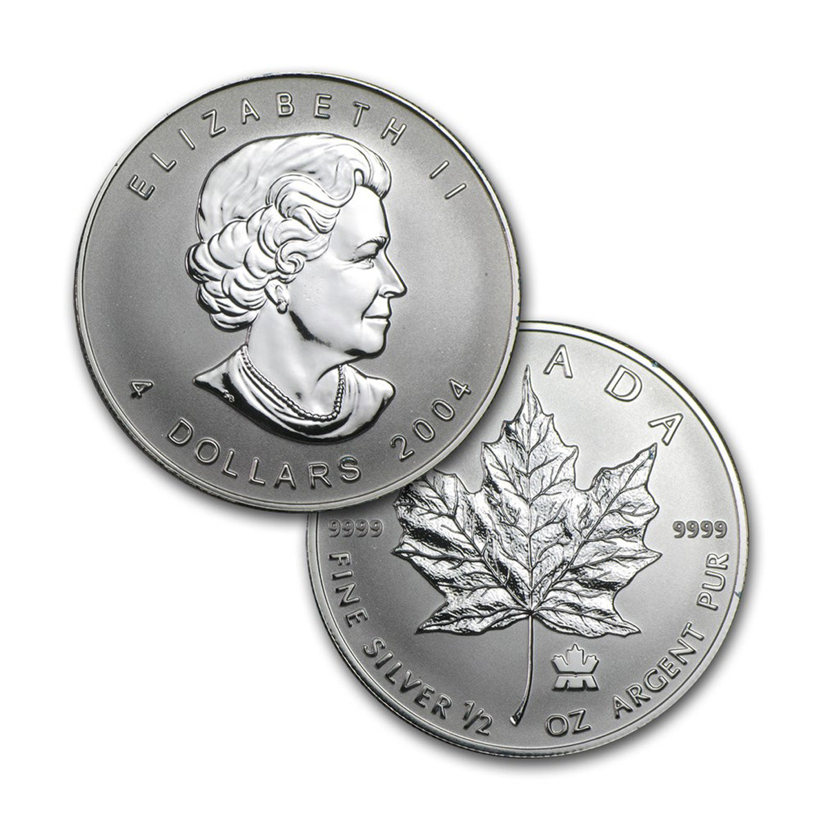 2004 Canada $4 RCM Privy SML 1/2oz .9999 Silver (No Tax) Coin ONLY - Capsule Scuffed