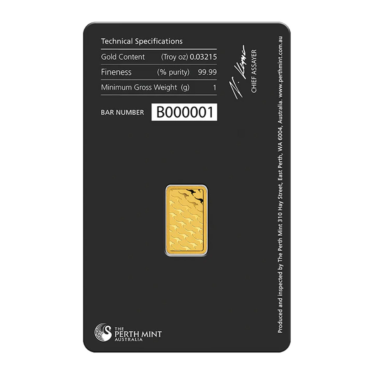 Perth Mint 1g .9999 Gold Bar in Original Package (No Tax) Holder Scratches
