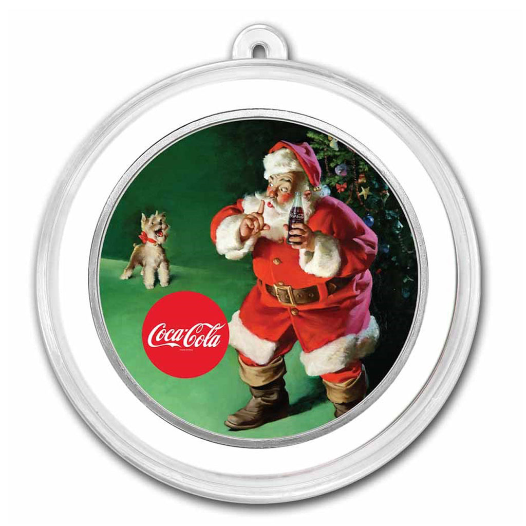 Coca-Cola® Colourized Santa Ornament 1oz .999 Silver Round (No Tax)