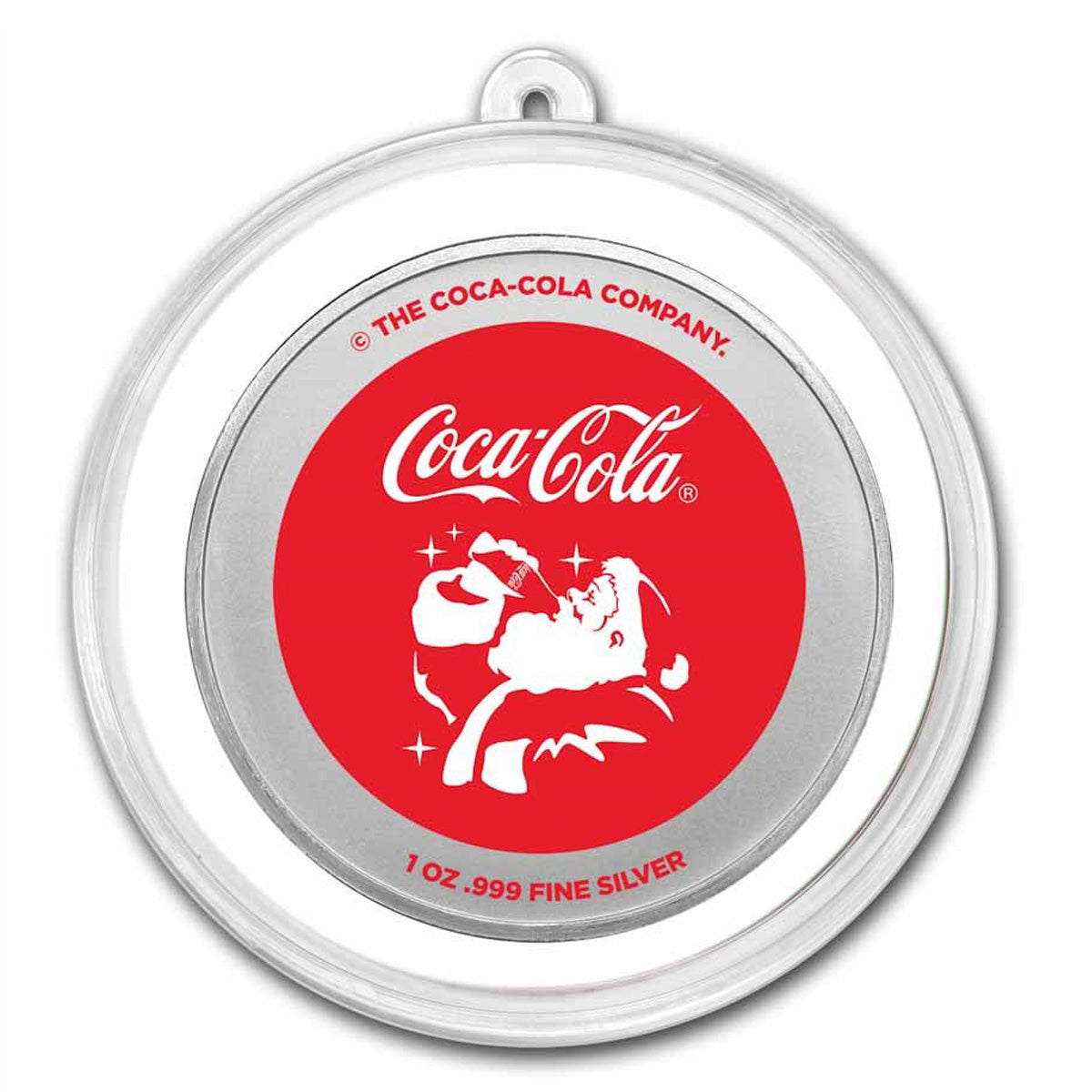Coca-Cola® Colourized Santa Ornament 1oz .999 Silver Round (No Tax)