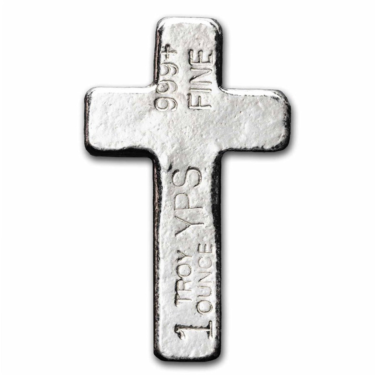 YPS Hand Poured Cross 1oz .999 Fine Silver Bar (No Tax) May be lightly toned