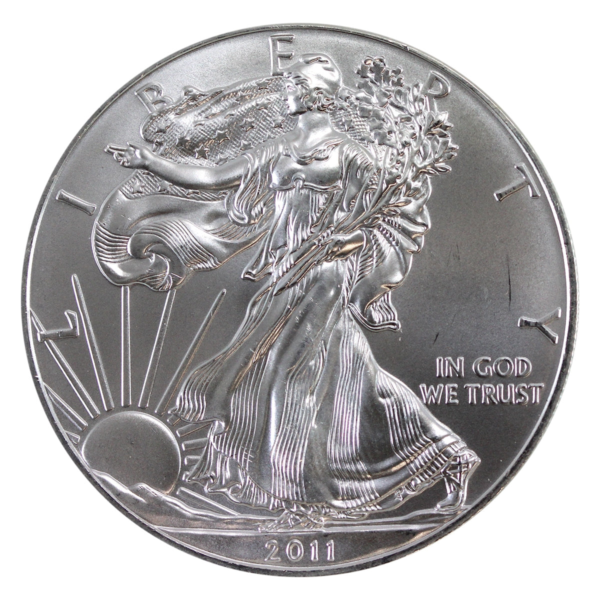 2011 United States $1 American Eagle 1oz. .999 Silver (No Tax) Light toning