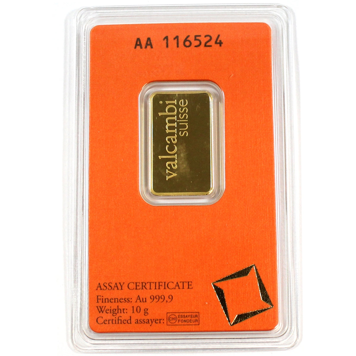 Valcambi Suisse 10g .9999 Gold Bar in Original Package (No Tax) Scr. Package