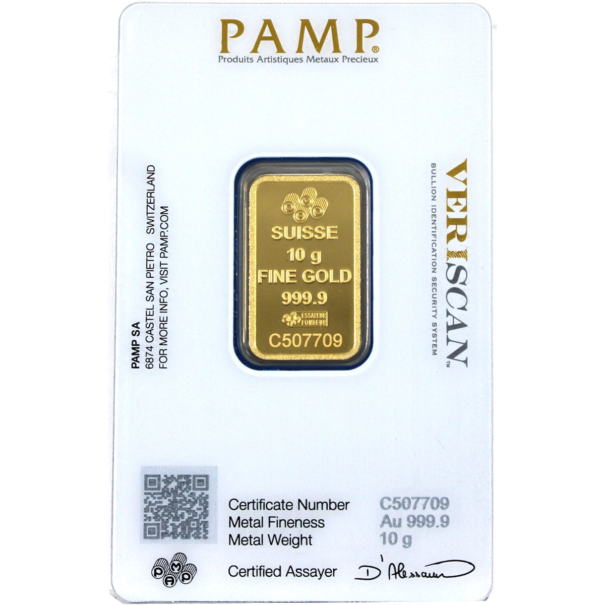 PAMP Suisse 10g .9999 Gold Lady Fortuna Bar (No Tax) Scratches on Holder