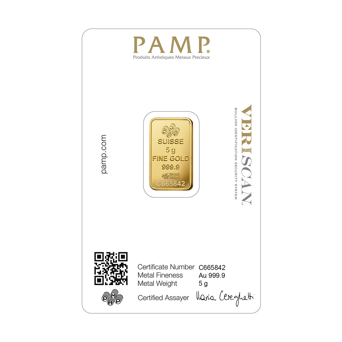 PAMP Suisse 5g Gold Lady Fortuna Bar in Original Package (No Tax) Scratched Packaging