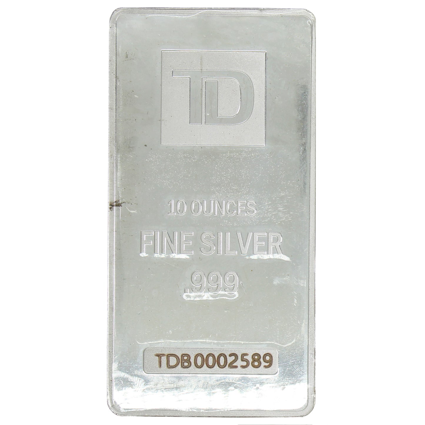 TD Bank 10oz .999 Silver Bar (No Tax) Hairline Scratches