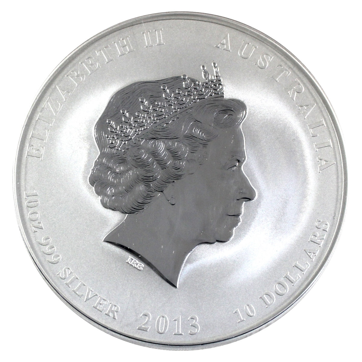2013 Australia $10 Year of the Snake 10oz Silver (No Tax) Capsule Scr/Edge toning