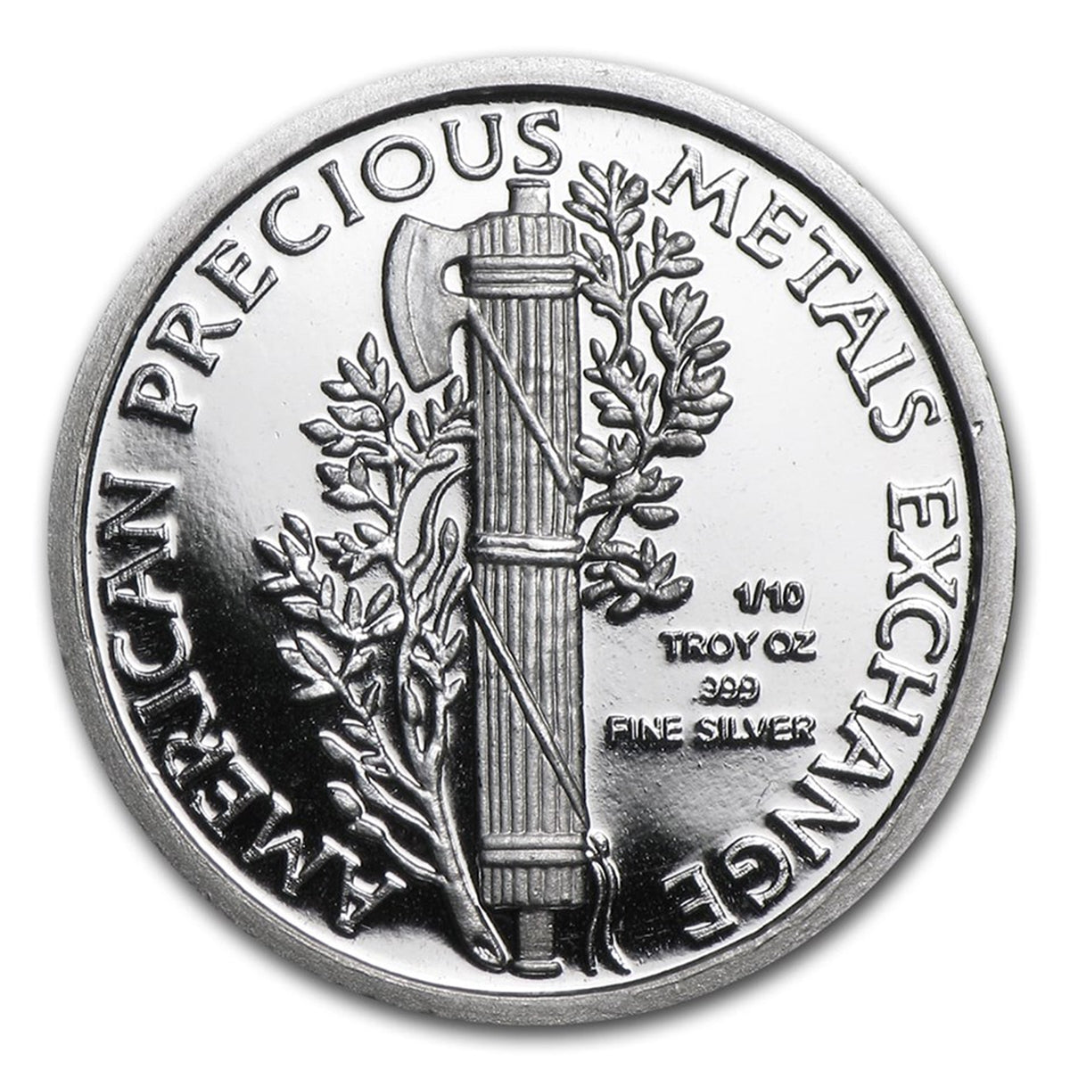 Mercury Dime 1/10oz .999 Fine Silver Fractional Round (No Tax) White Spots