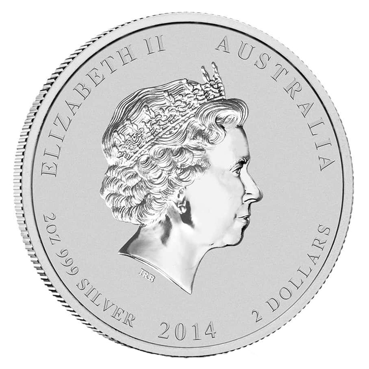 2014 Australia $2 Year of the Horse 2oz .999 Silver (No Tax) Minor Tone Spot