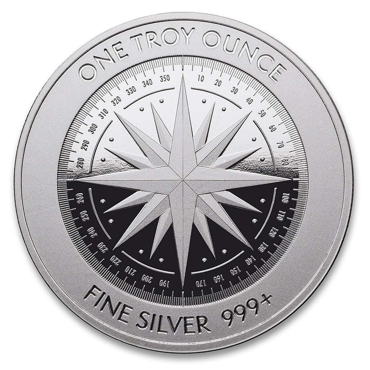 Compass Rose 1oz. .999 Silver Round (No Tax) May contain hairline scr.