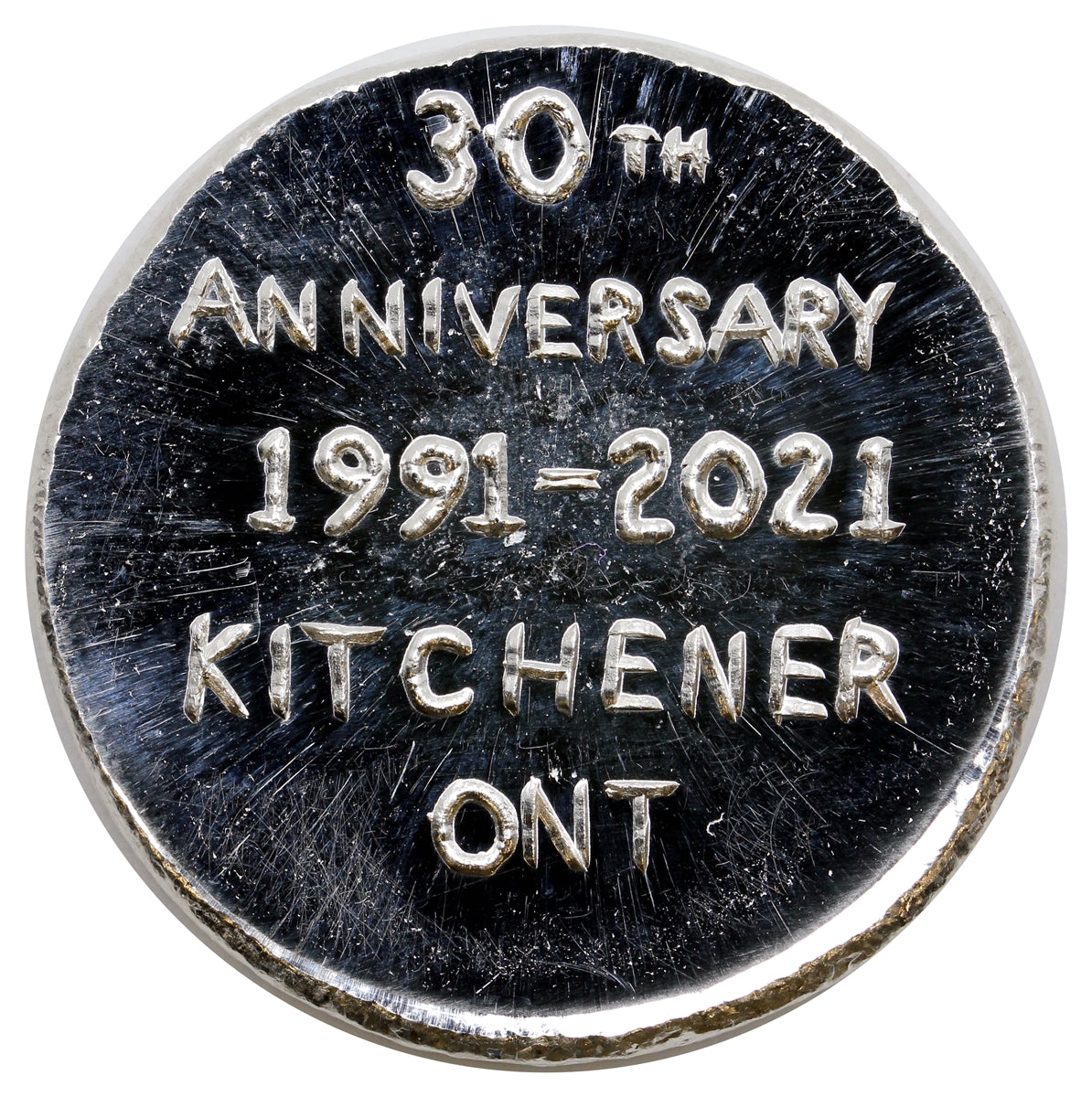 2021 BB 30th Ann. of Colonial Acres Coins 1oz Silver Round (No Tax)Tone Spots