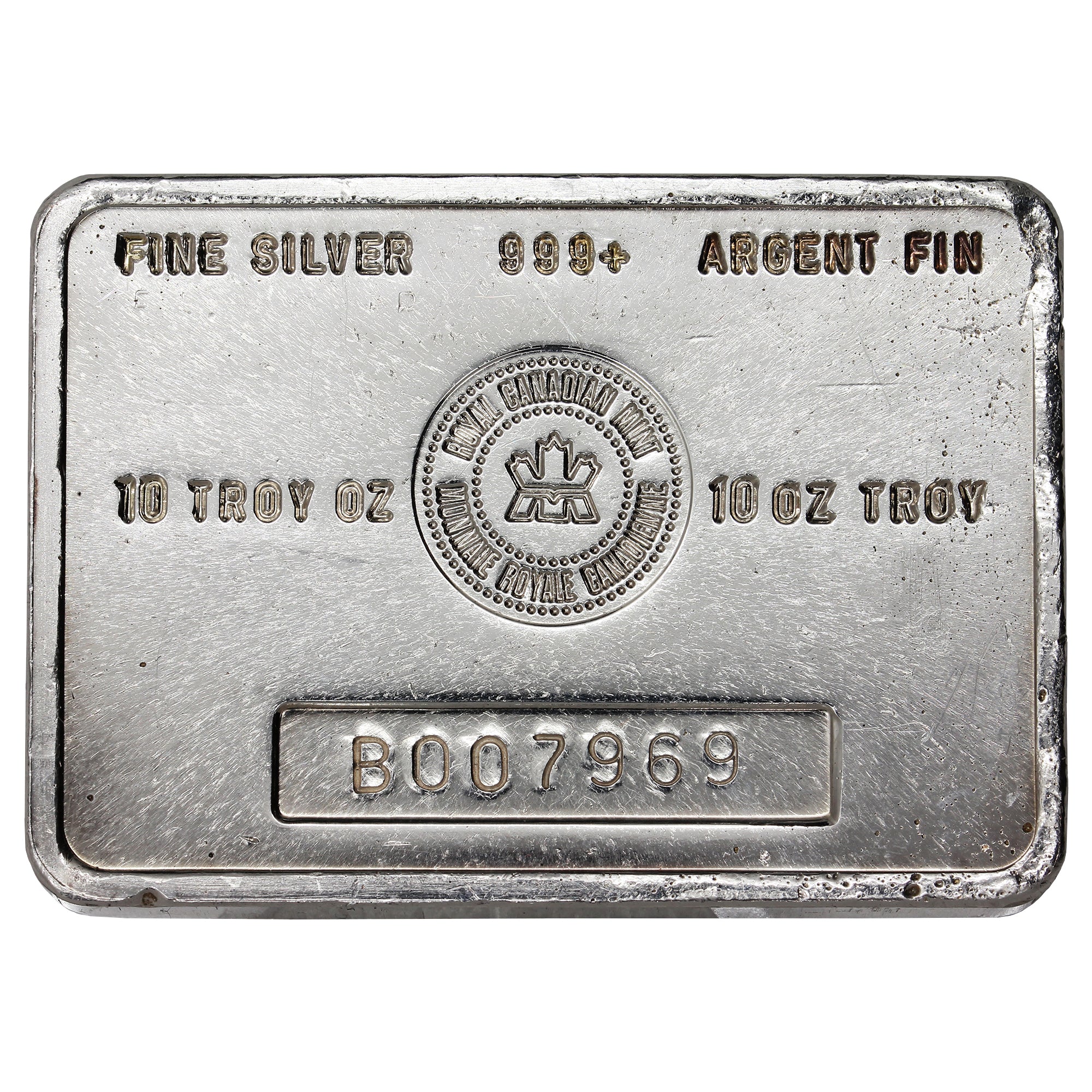 Vintage Royal Canadian Mint 10oz 999+ Fine Silver Bar (No Tax