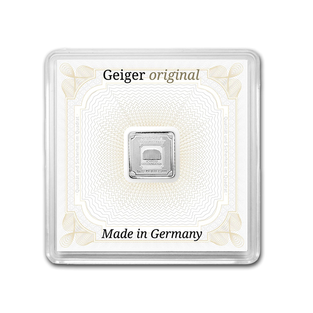 Geiger Edelmetalle 1g Silver Bar in Capsule (No Tax) Toning/Scuff Cap.