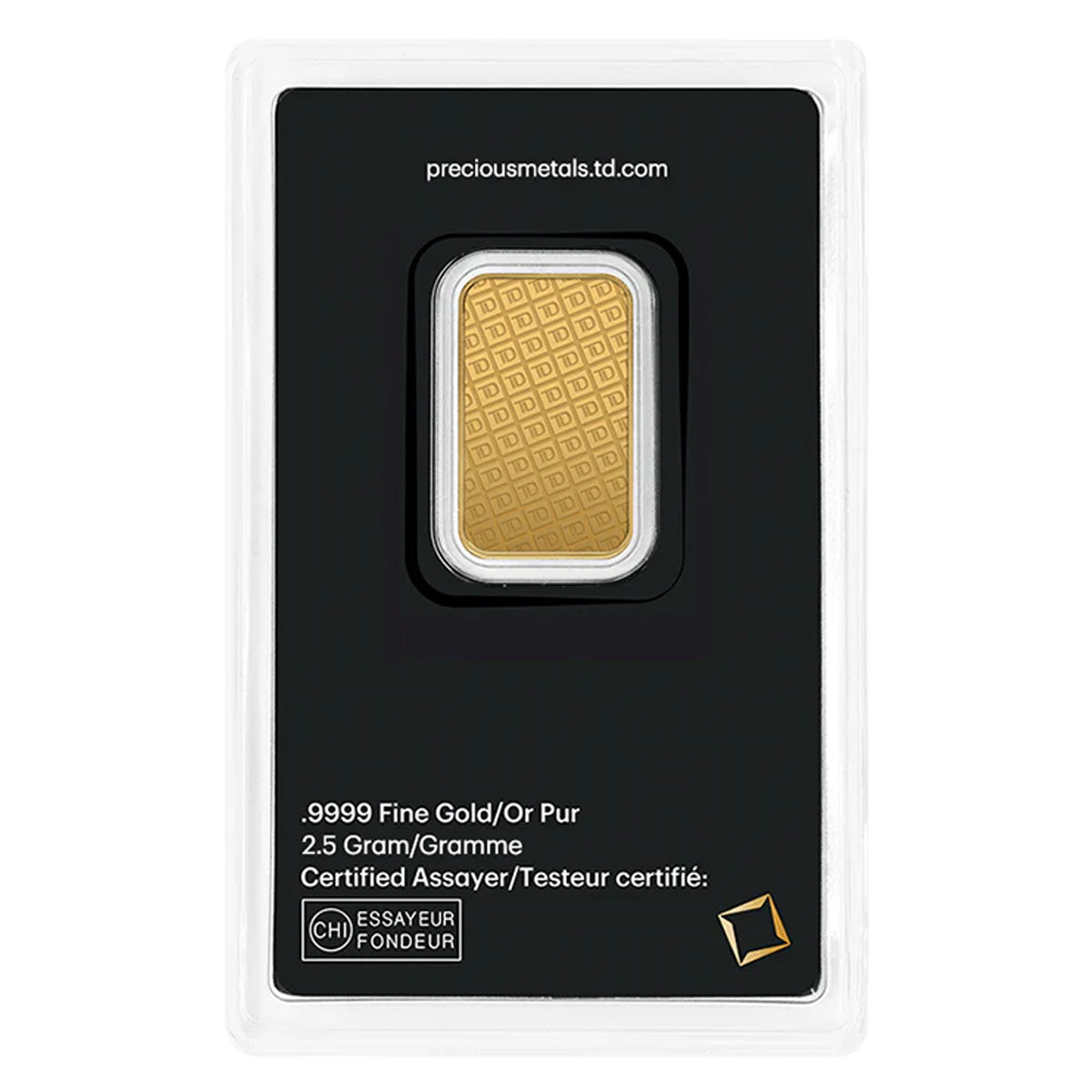 TD Bank 2.5g 9999 Fine Gold Bar (No Tax) Marks on Packaging