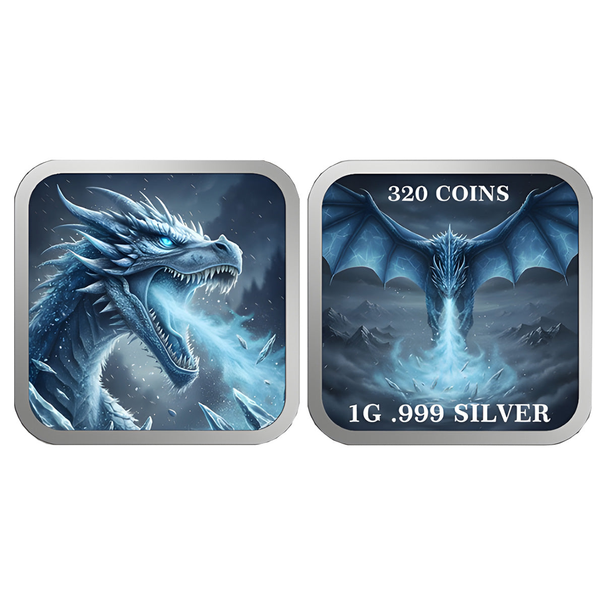 Ice Dragon 1 GRAM .999 Fine Silver Bar in Card (No Tax)