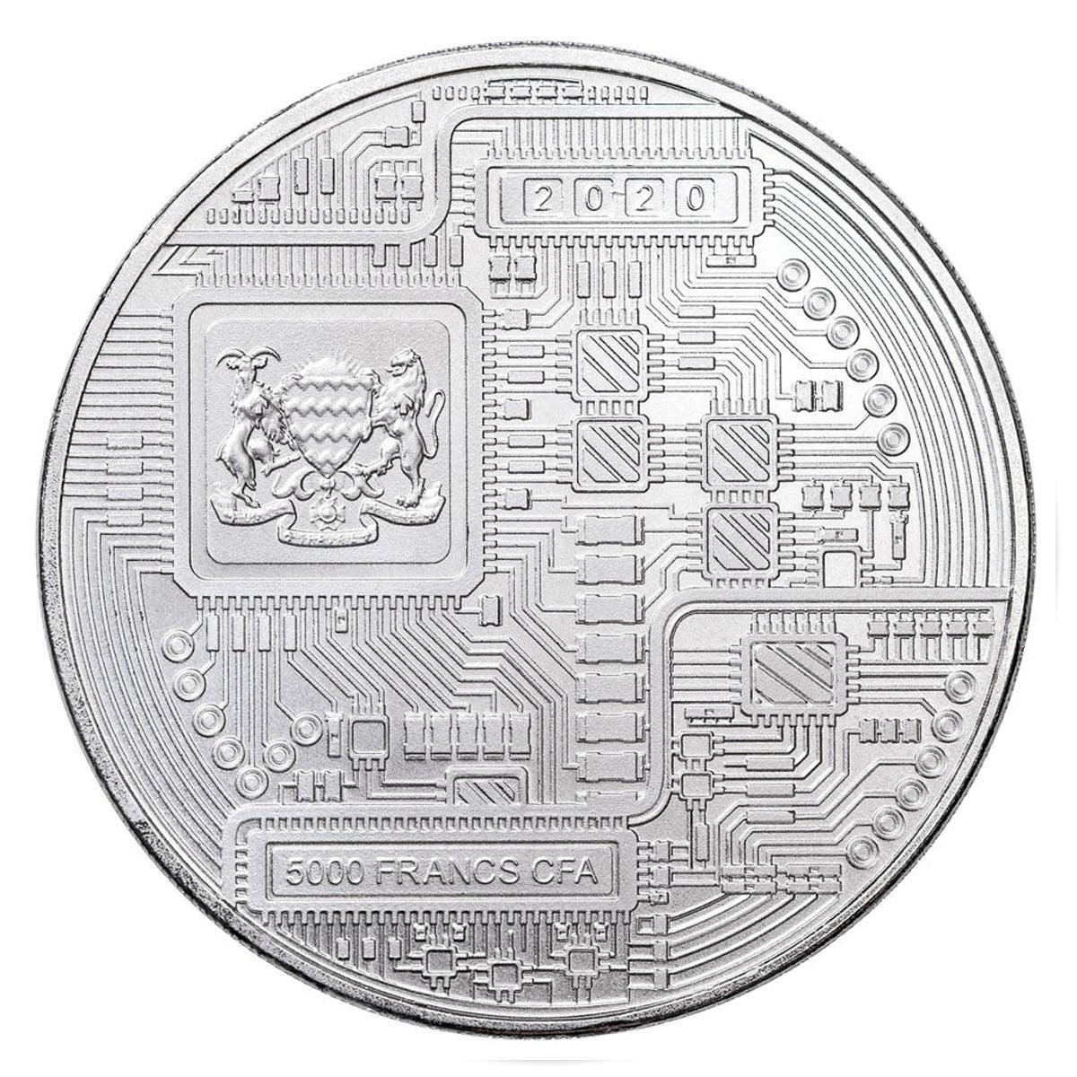 2020 Chad 5,000 Francs Bitcoin 1oz. Silver Coin (No Tax) Flaws