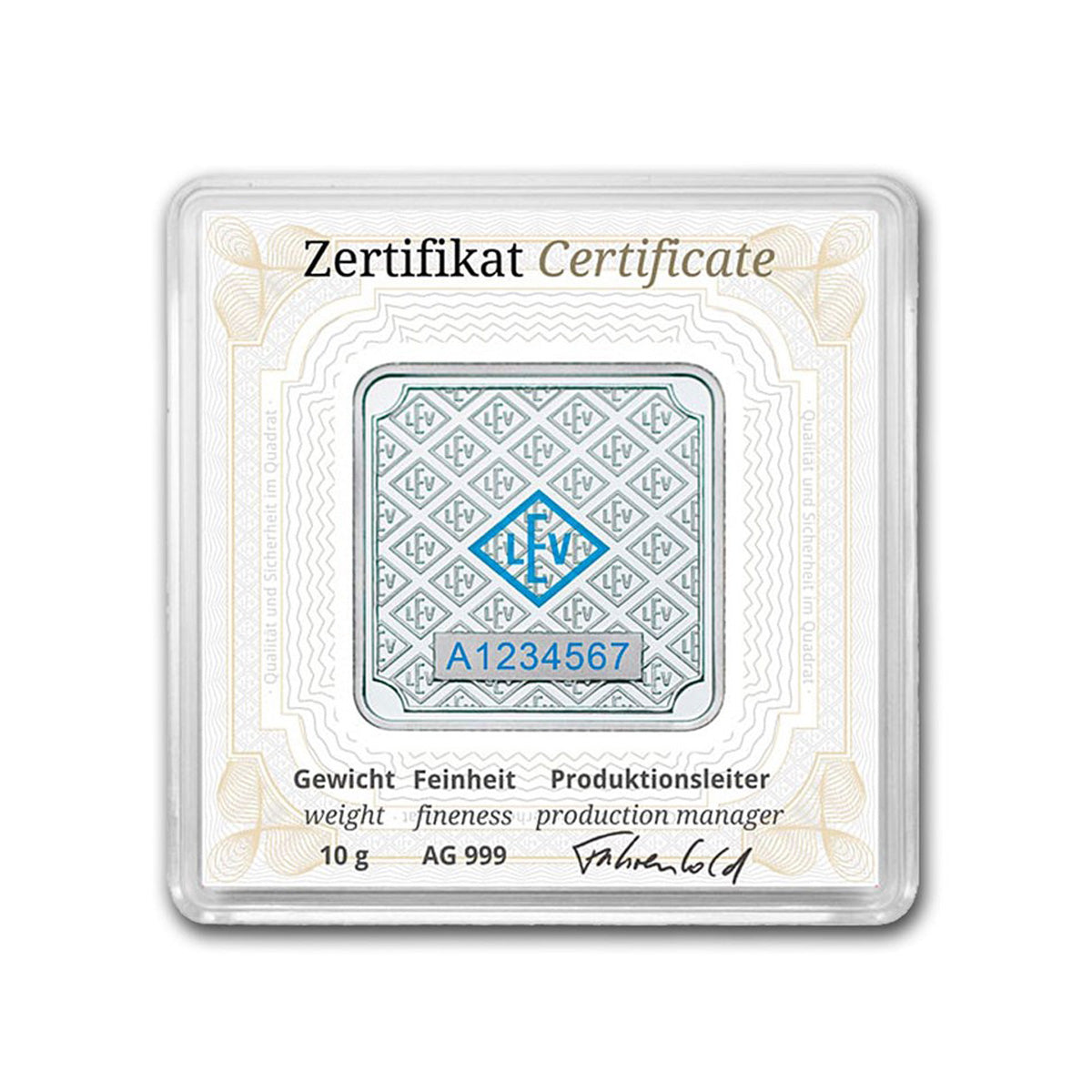 Geiger Edelemetalle 10g Silver Bar in Capsule (No Tax) Light toning/Scuff Cap.