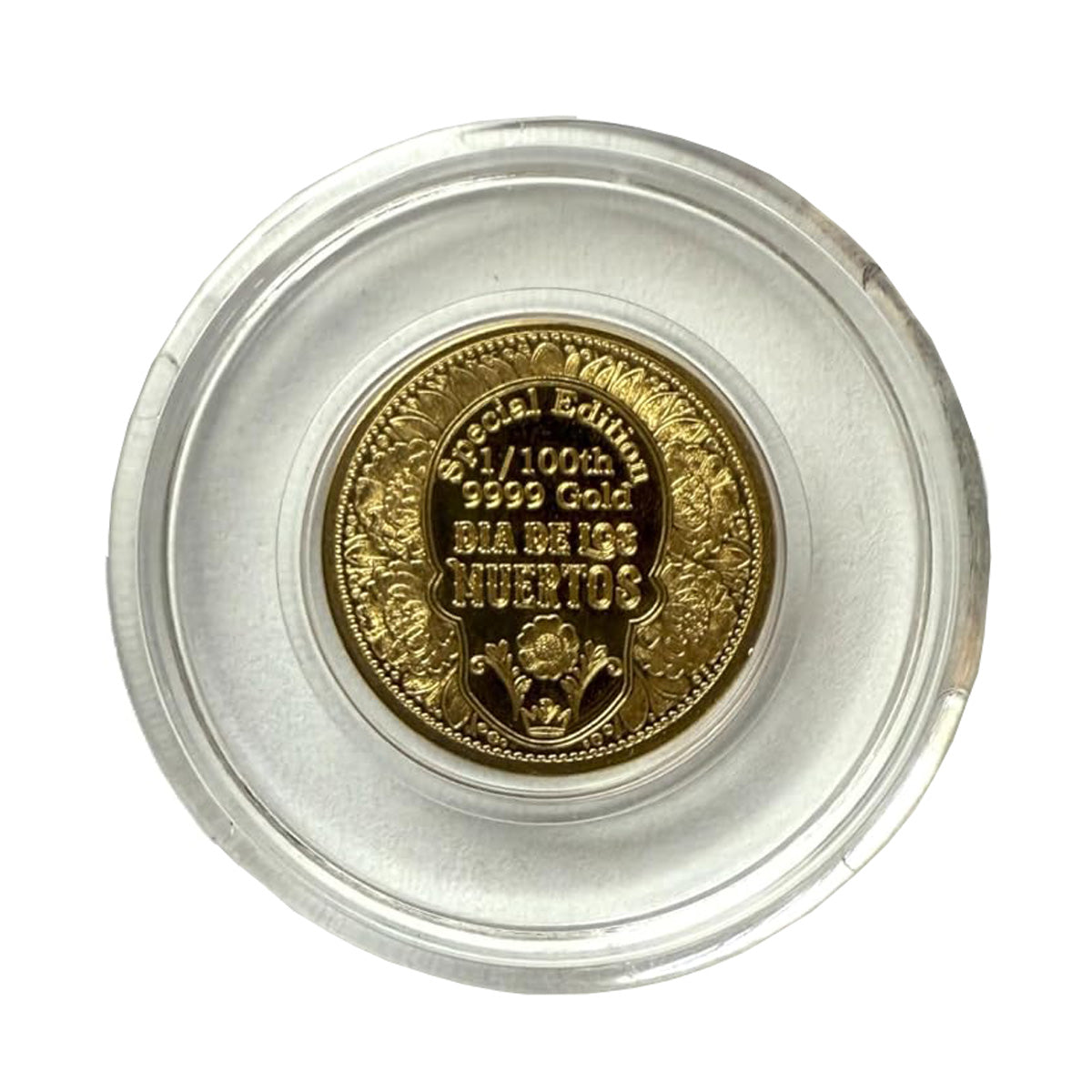 MPM Special Ed. Day of the Dead Rose Skull 1/100th Gold Round (No Tax) Cap. scuffed
