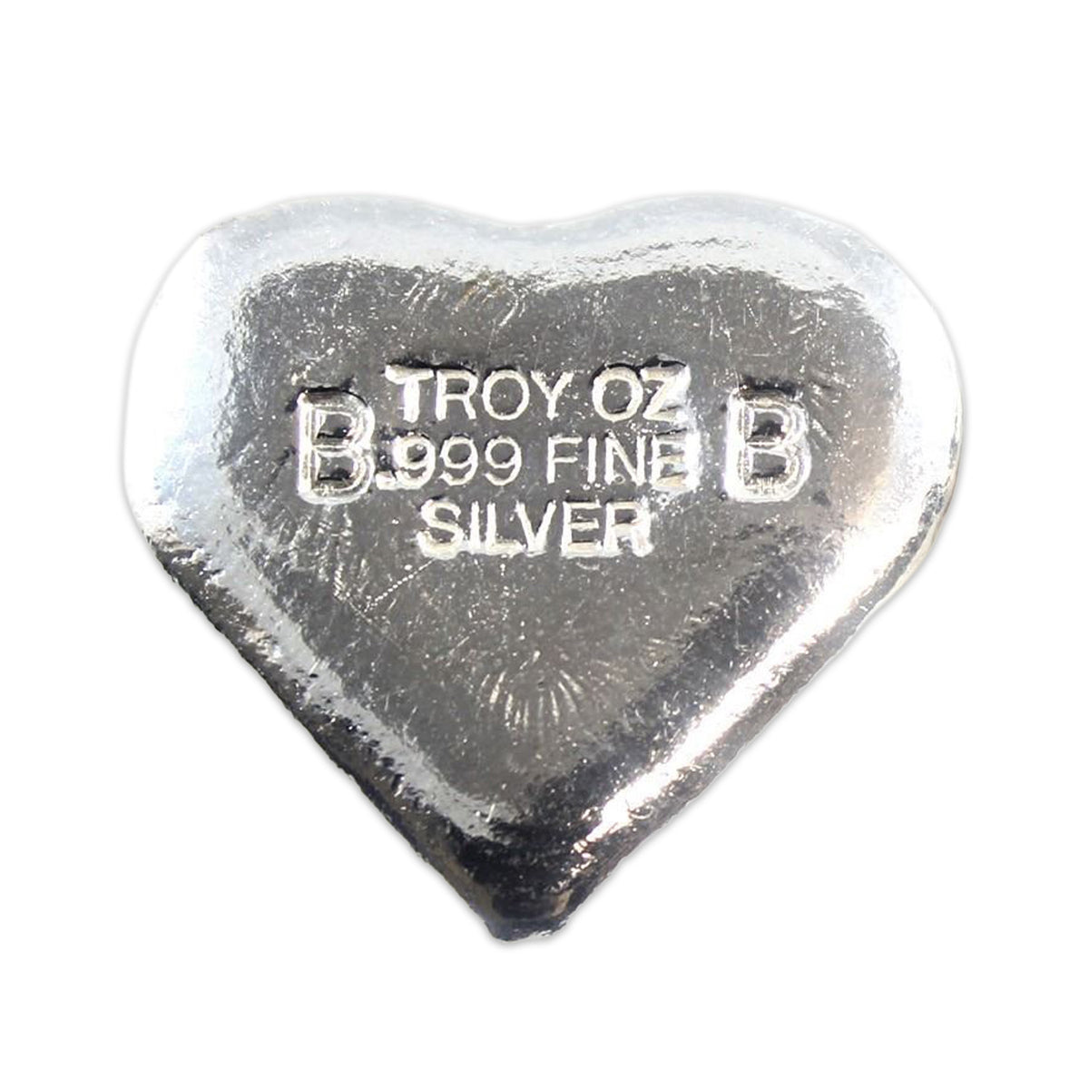 Beaver Bullion Heart 1oz. .999 Fine Silver (No Tax) Rubbing/Light Toning