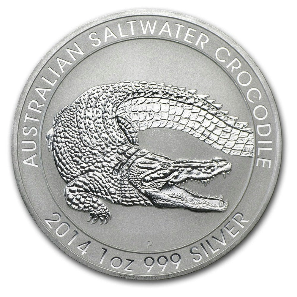 2014 Australia $1 Saltwater Crocodile 1oz Silver (No Tax) Rim/Edge Toning