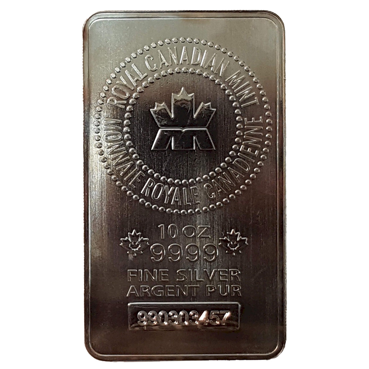 RCM 10oz. 9999 Fine Silver Bar (TAX Exempt) Unsealed/Lightly Toned