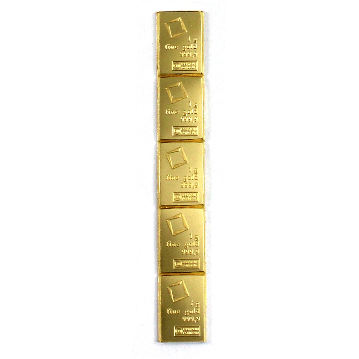 Lot of 5x Valcambi Suisse 1g .9999 Gold Bars, 5Pcs (No Tax) May Contain Scratches
