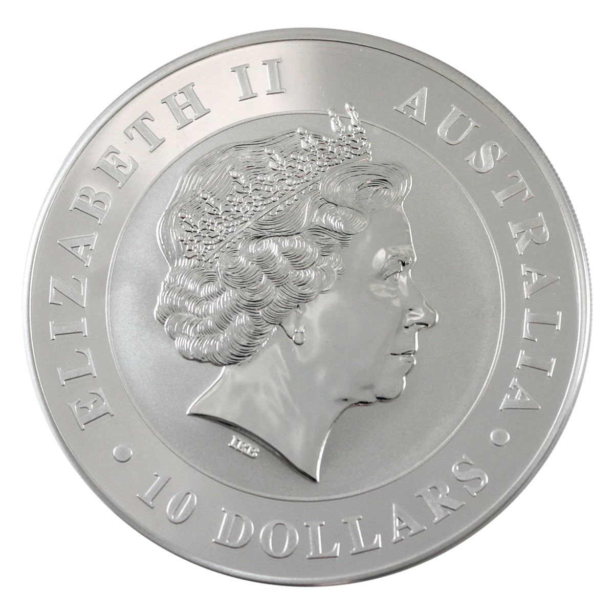 2014 Australia $10 Kookaburra 10oz Silver (No Tax) Light Toning/Scr Capsule